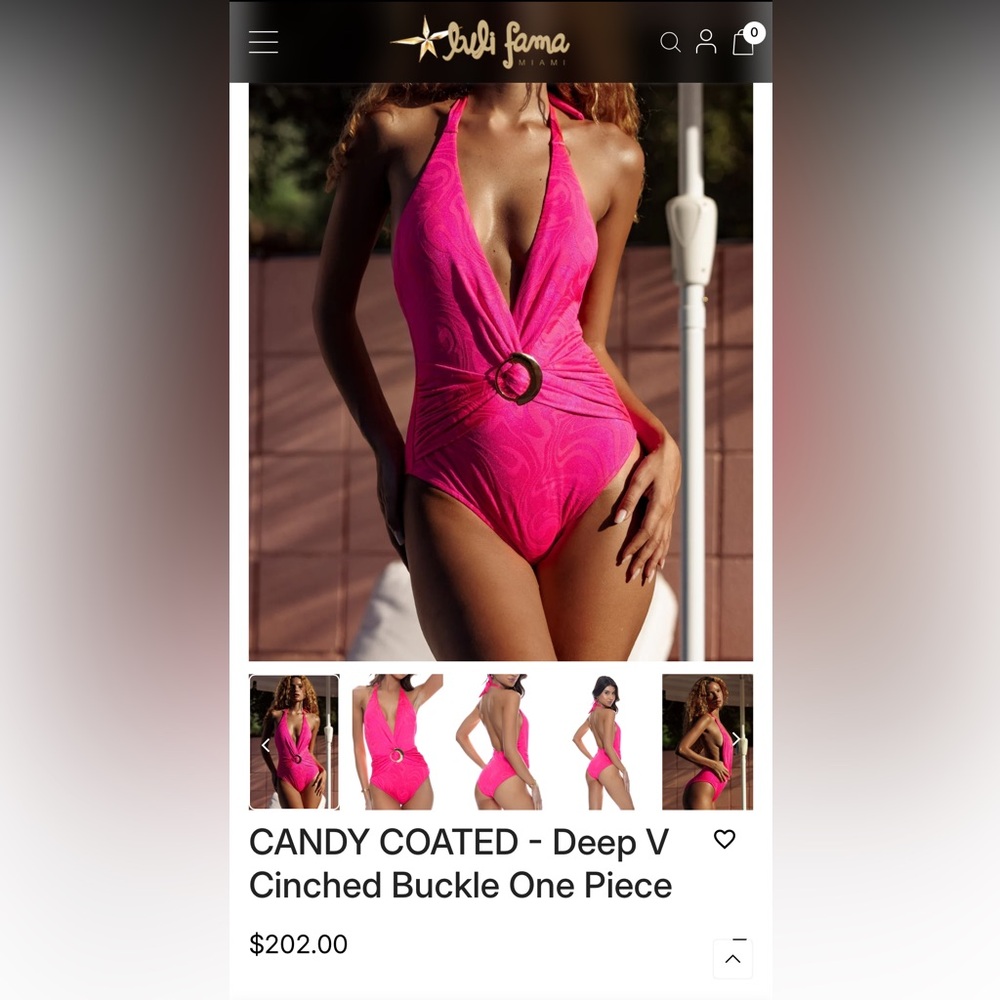 Luli Fama Hot Pink One-Piece Swimsuit with Ring Waist Detail